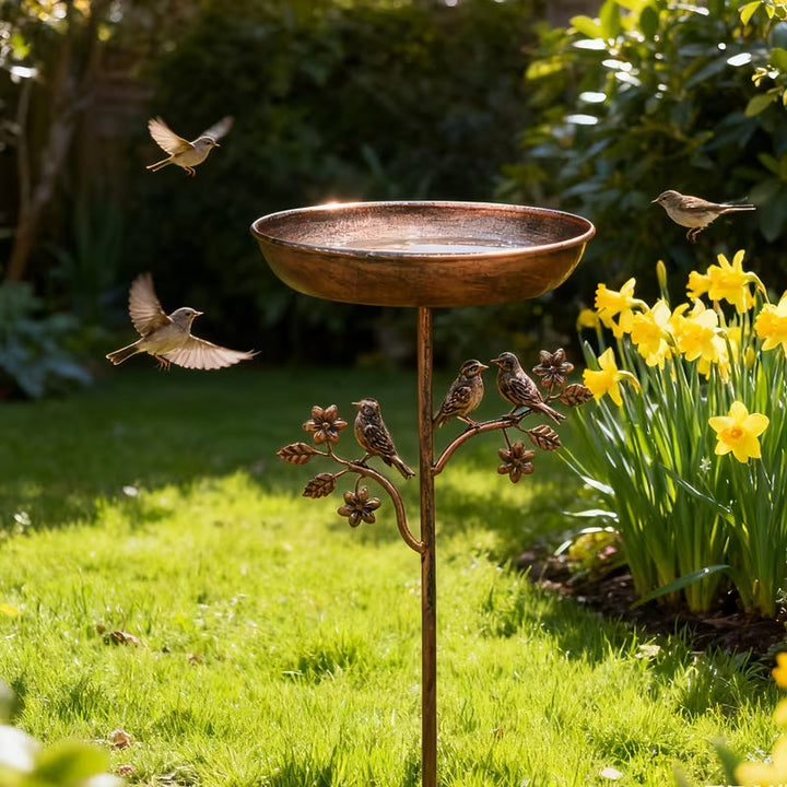 Garten Vogelbad Metallspieß Vintage Kupferoptik