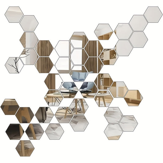 72-teiliges hexagonales Acryl-Spiegel-Wandsticker-Set für DIY-Dekoration