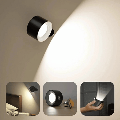 Kabellose LED-Wandlampe mit Akku & 360° Drehung