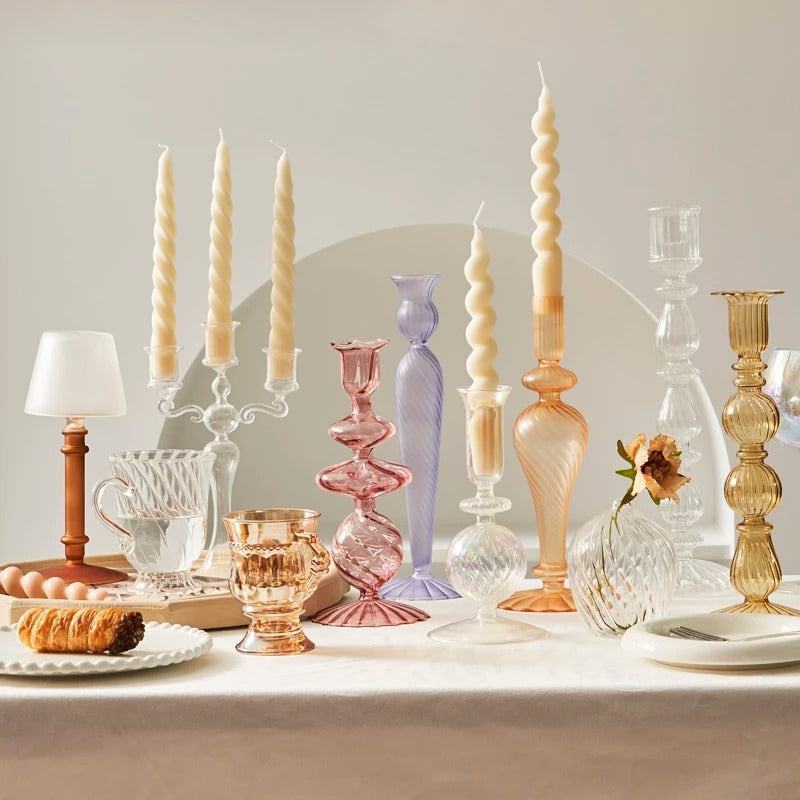 Glas-Kerzenhalter im französischen Vintage-Design