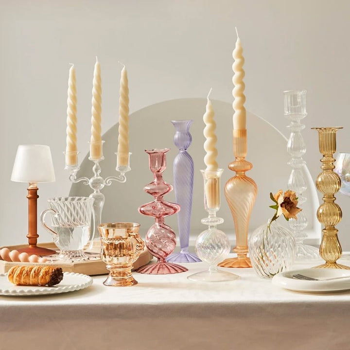 Glas-Kerzenhalter im französischen Vintage-Design