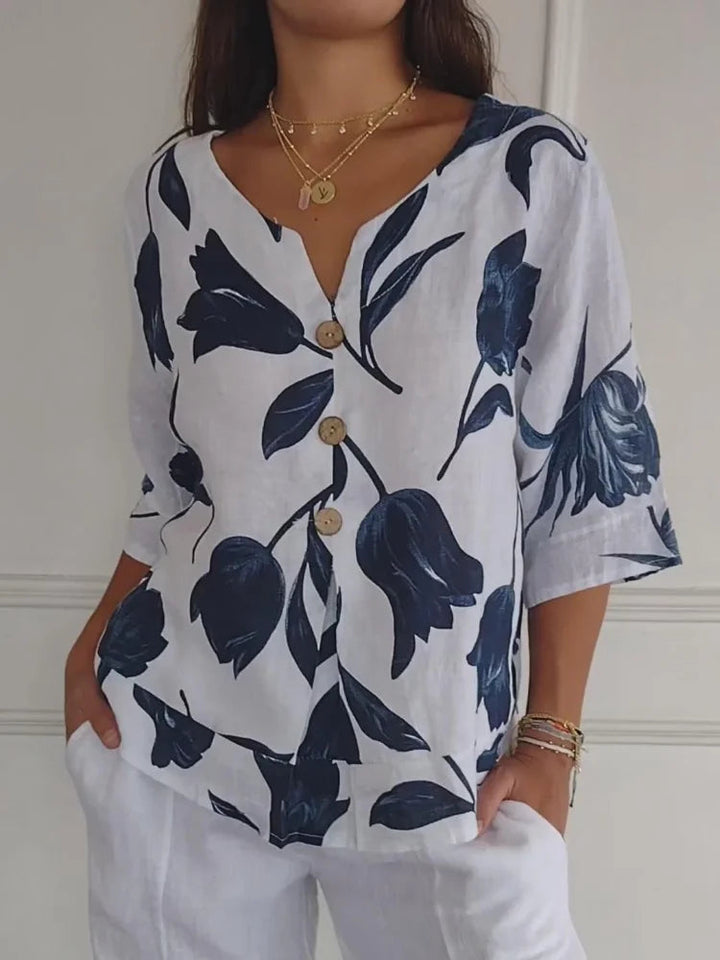 Printed V-Neck Tunic Top for Women
