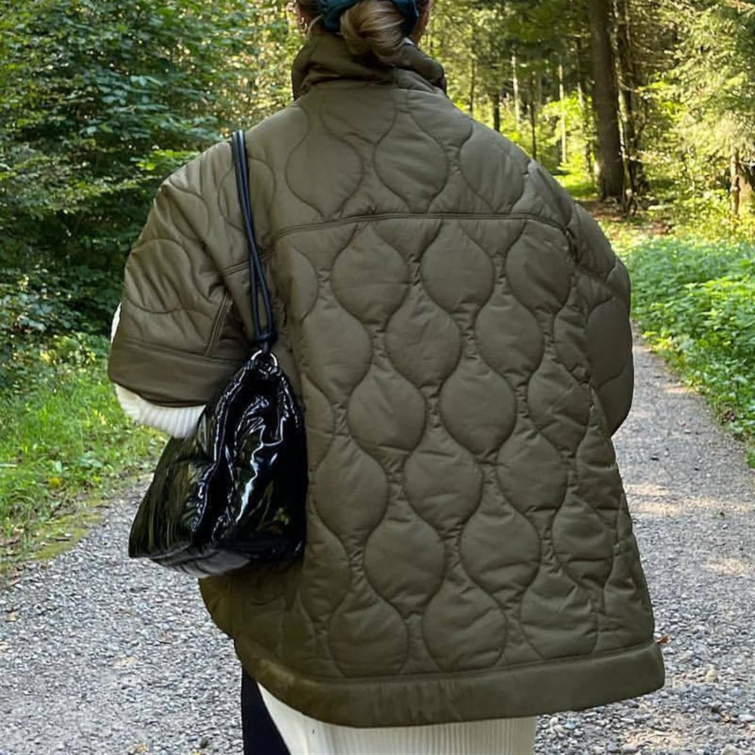 Damen Steppmantel Im Oversize Design Mit Stehkragen