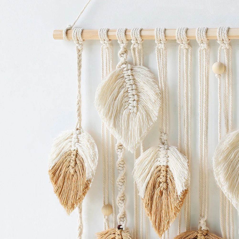 Makramee-Wandbehang Boho-Blatt-Design