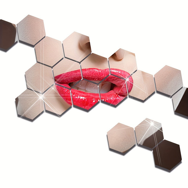 72-teiliges hexagonales Acryl-Spiegel-Wandsticker-Set für DIY-Dekoration