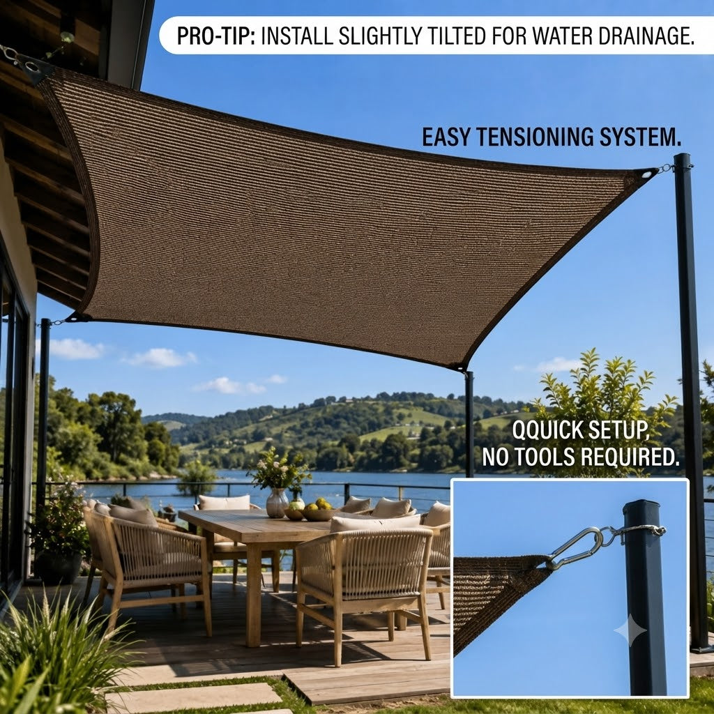 Robustes Sonnenschutznetz mit UV-Schutz für Terrasse und Hof