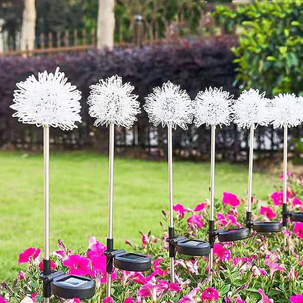 Solar-LED-Gartenlampe Löwenzahn-Design auf Stab