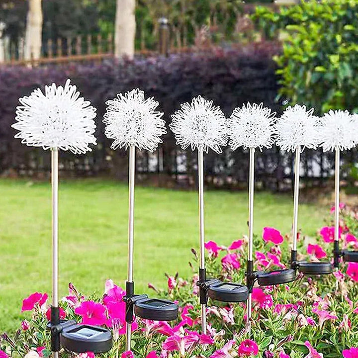 Solar-LED-Gartenlampe Löwenzahn-Design auf Stab