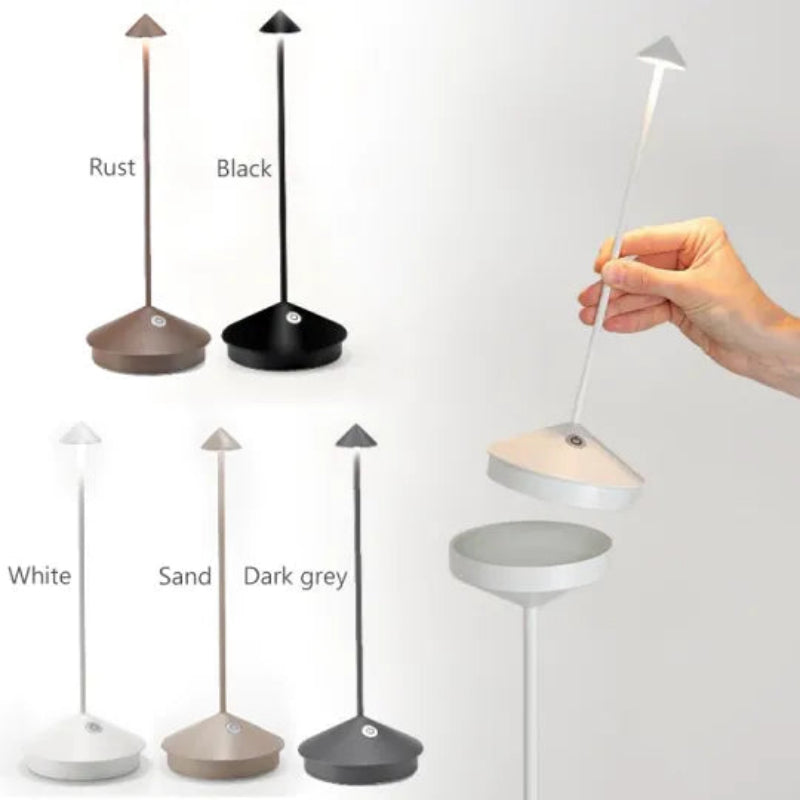 Moderne LED-Tischlampe – Kabellos, Wiederaufladbar & Wasserfest für Innen & Außen