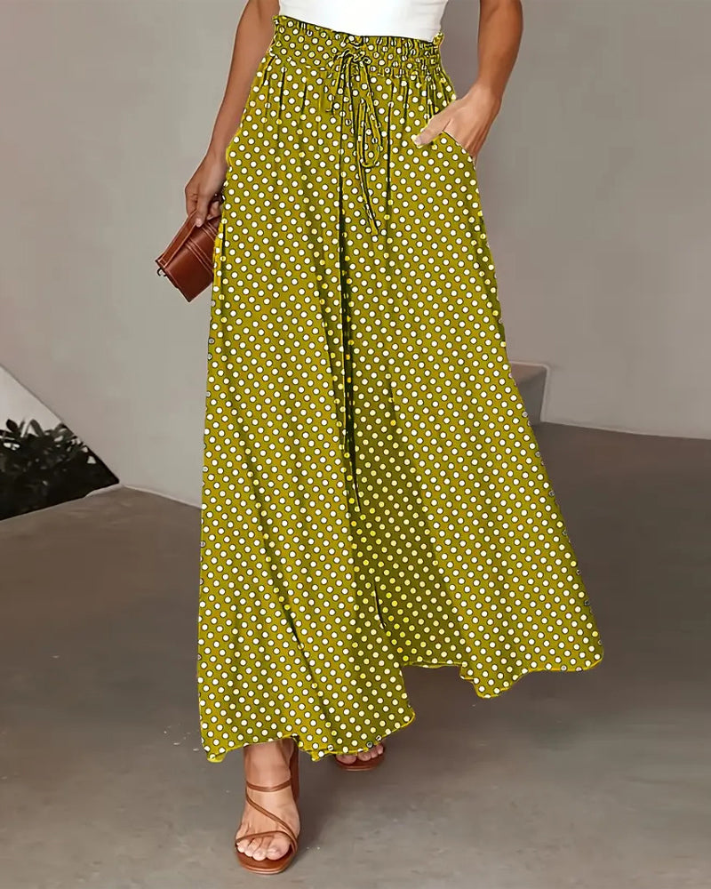 Hose Mit Weitem Bein Und Punktemuster