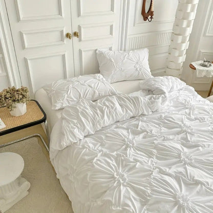 Bettwäsche Set mit Faltenblüten – Duvet Cover Set mit Rüschen-Optik