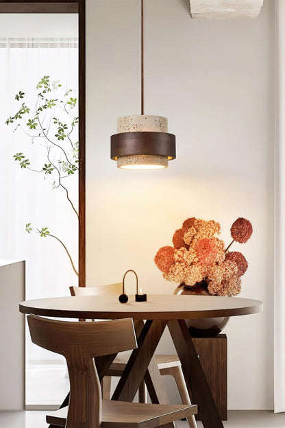 Zylindrische Travertin Pendelleuchte – Modernes Design mit natürlicher Steinstruktur