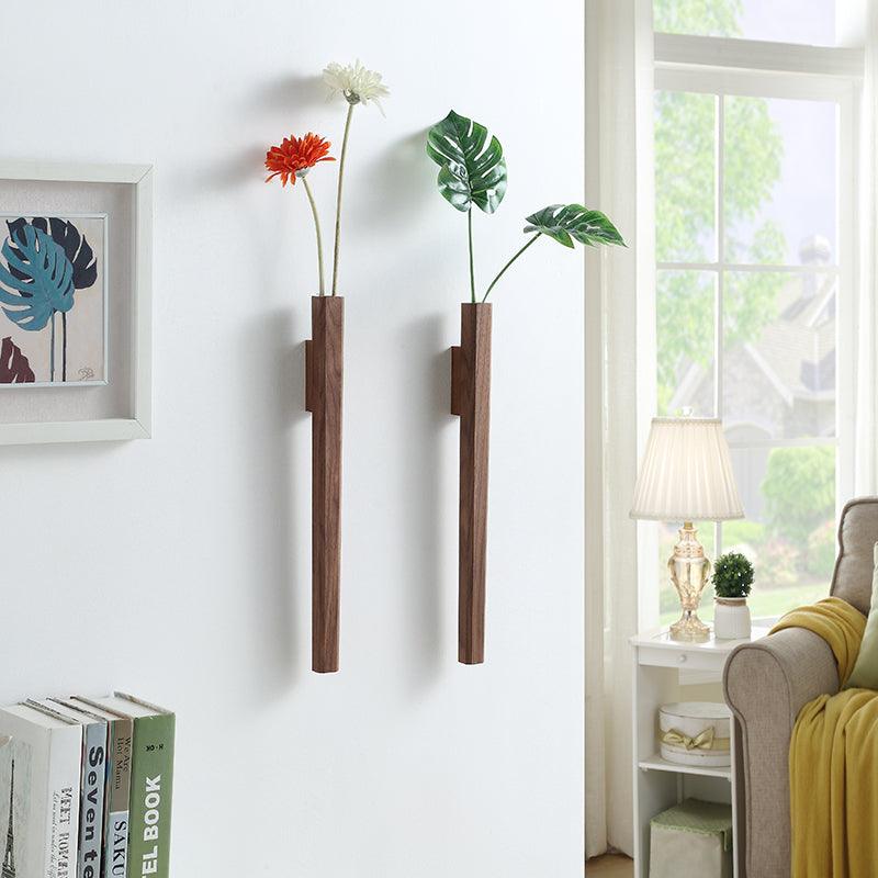 Holzwandvase mit Glasröhre 41 cm