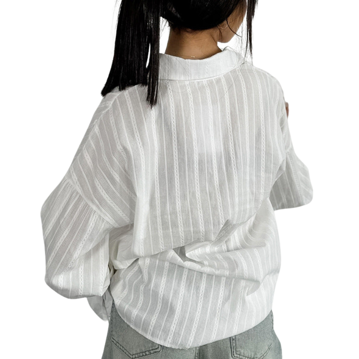 Striped Blouse with Tie Cuffs