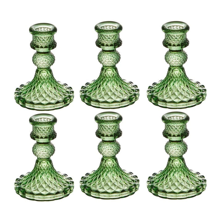 Kristallglas Kerzenhalter Set mit 6 Vintage