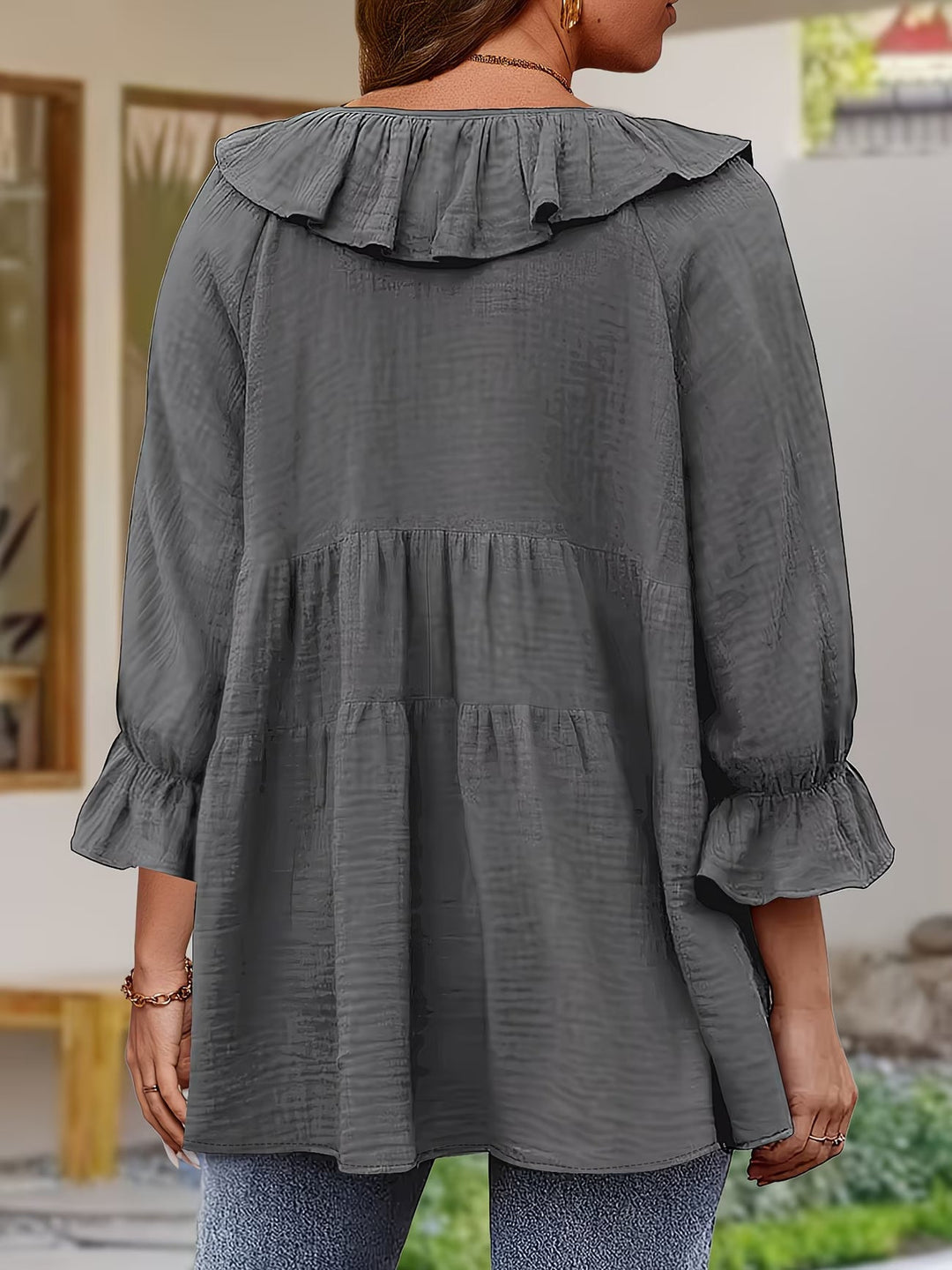 Elegant Ruffled Neckline Blouse for Women