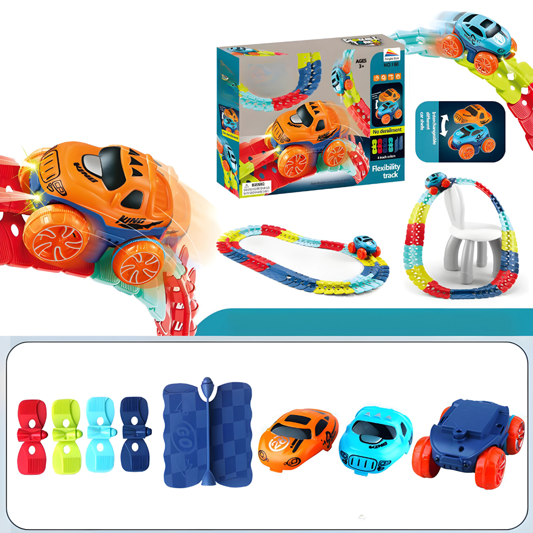 Flexibles Rennstrecken Spielset mit Spielzeugauto für Kinder