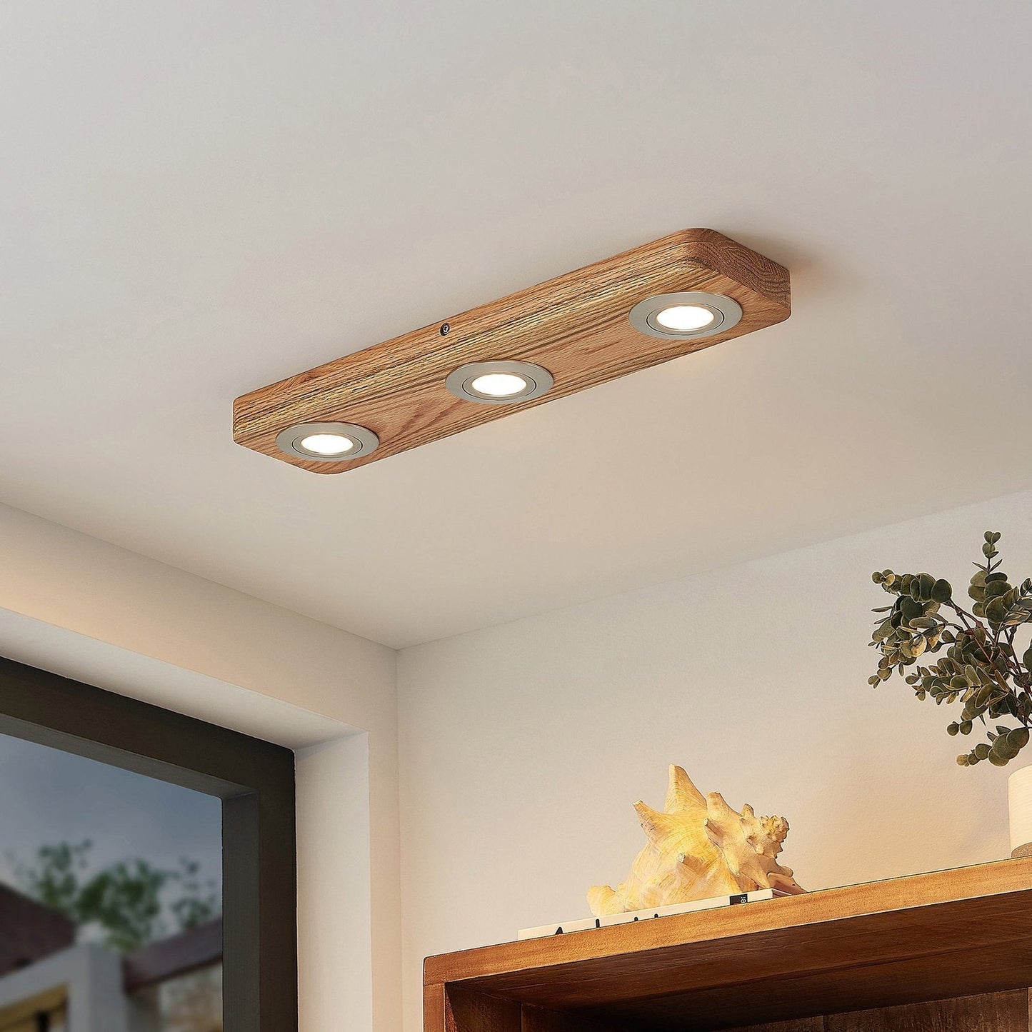 Deckenleuchte Eiche Holz Doppelstrahler LED