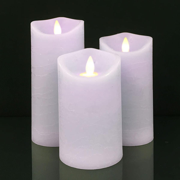 LED-Säulenkerzen Rustikal Set 3 mit 3D-Flamme