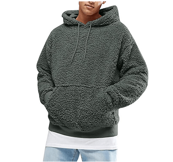Herren Teddy Hoodie Mit Flauschiger Textur