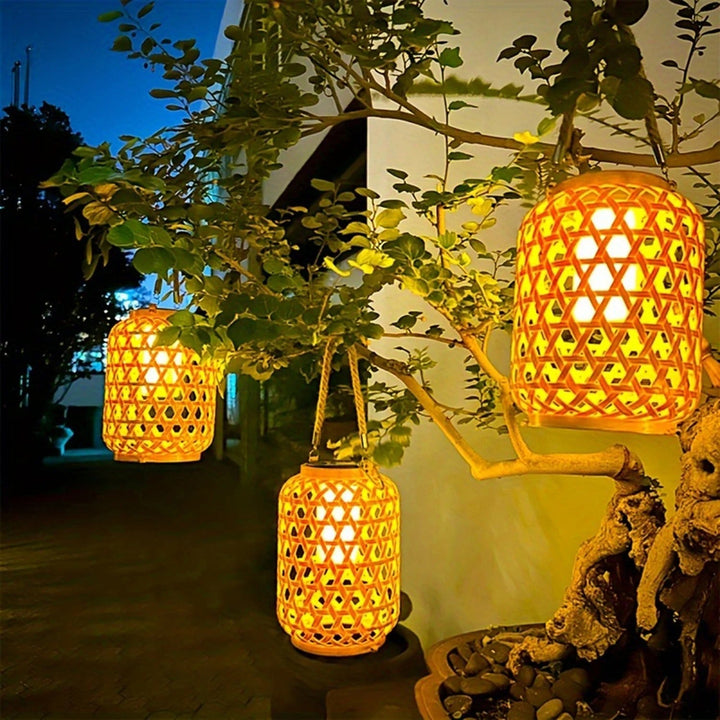 Solar-Gartenlampe Bambus Außenbereich