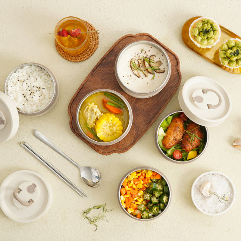 Isolierte Edelstahl-Lunchbox mit Tragetasche