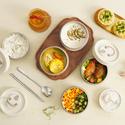 Isolierte Edelstahl-Lunchbox mit Tragetasche