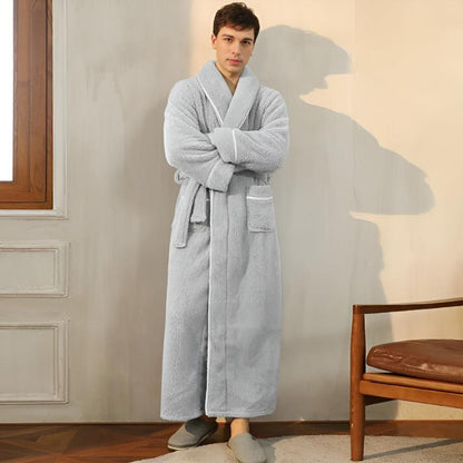 Bademantel mit Schalkragen – Fleece Morgenmantel für Damen und Herren