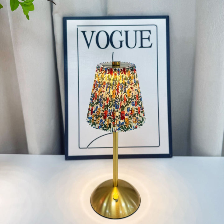 Table Lamp Pleated Fabric Bedside Lamp with Warm Light