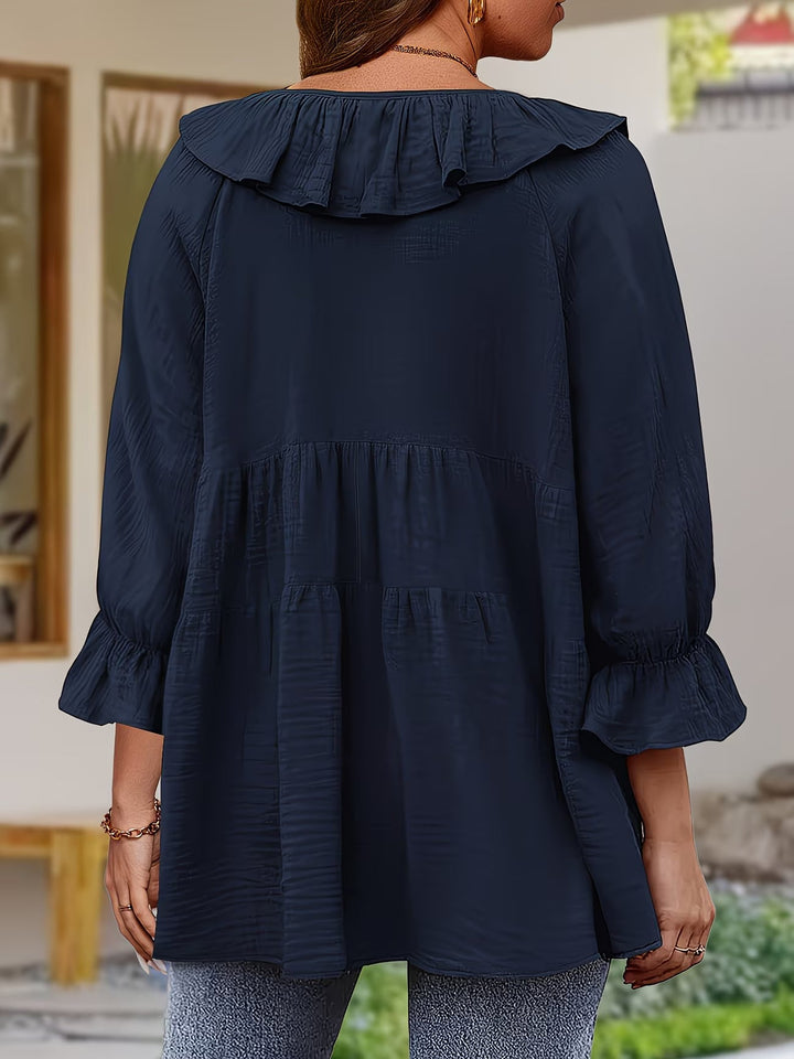 Elegant Ruffled Neckline Blouse for Women