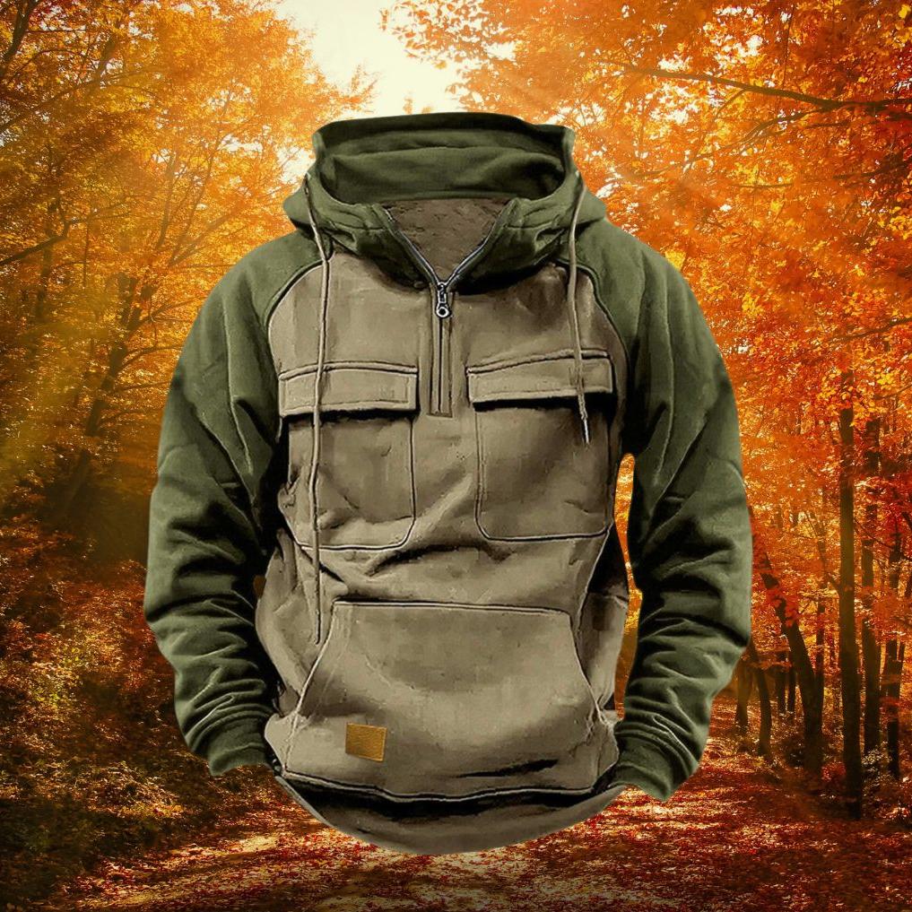 Herren Outdoor Hoodie Mit Color Block Und Quarter Zip