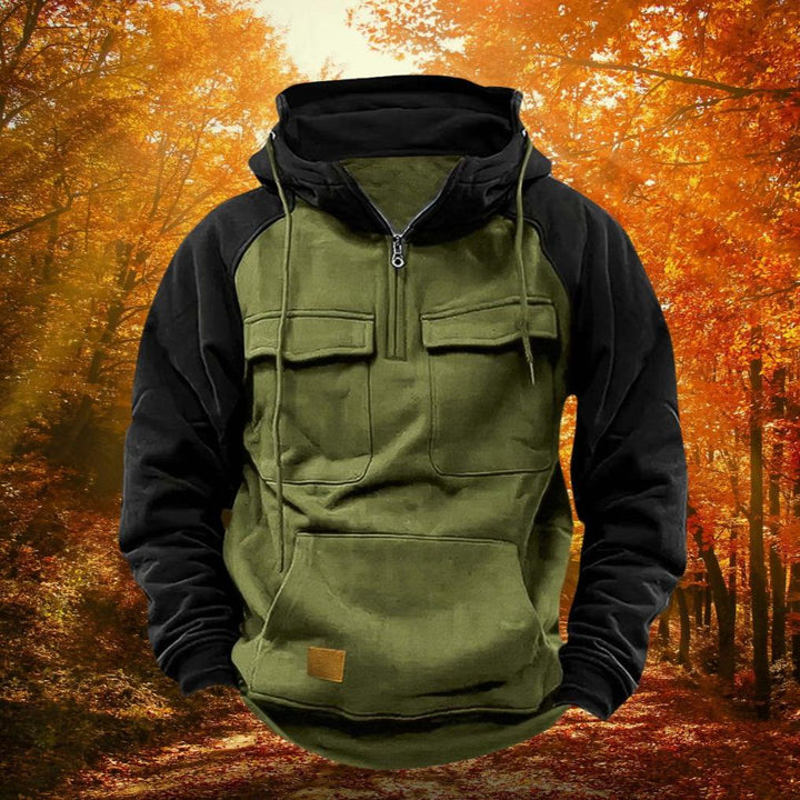 Herren Outdoor Hoodie Mit Color Block Und Quarter Zip