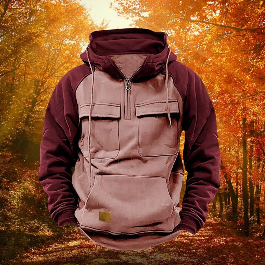 Herren Outdoor Hoodie Mit Color Block Und Quarter Zip