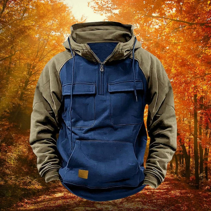 Herren Outdoor Hoodie Mit Color Block Und Quarter Zip