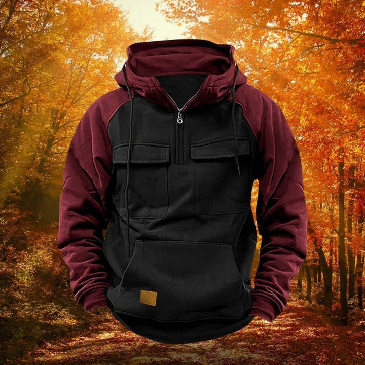 Herren Outdoor Hoodie Mit Color Block Und Quarter Zip