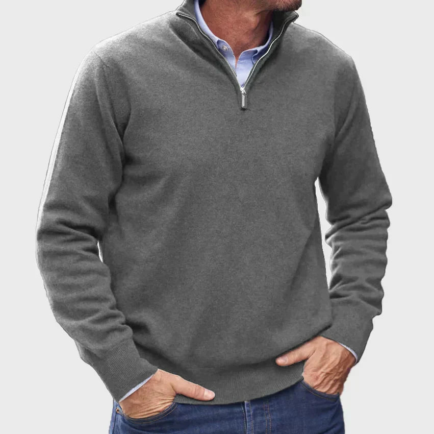 Herren Kaschmirpullover Mit Reißverschluss Im Italienischen Design