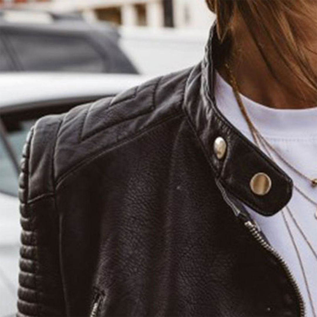 Damen Lederjacke Mit Klassischem Design