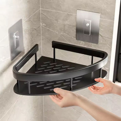 Duschablage Aluminium – Gebogene Wandablage mit Haken