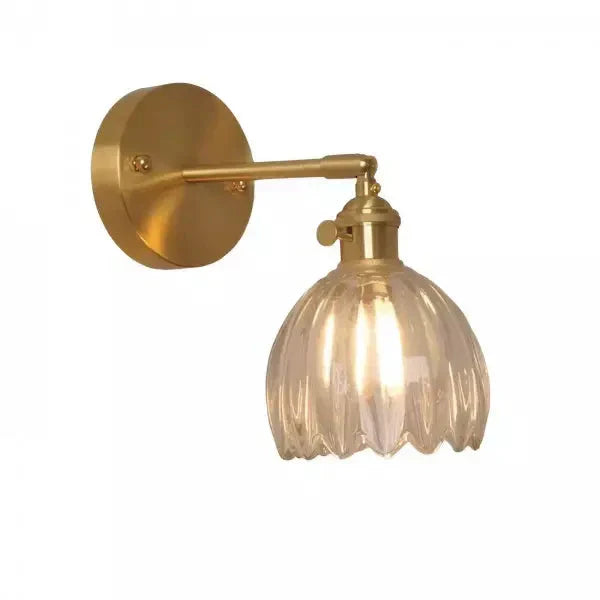 Wandleuchte mit tulpenförmigem Glasschirm im Retro-Stil