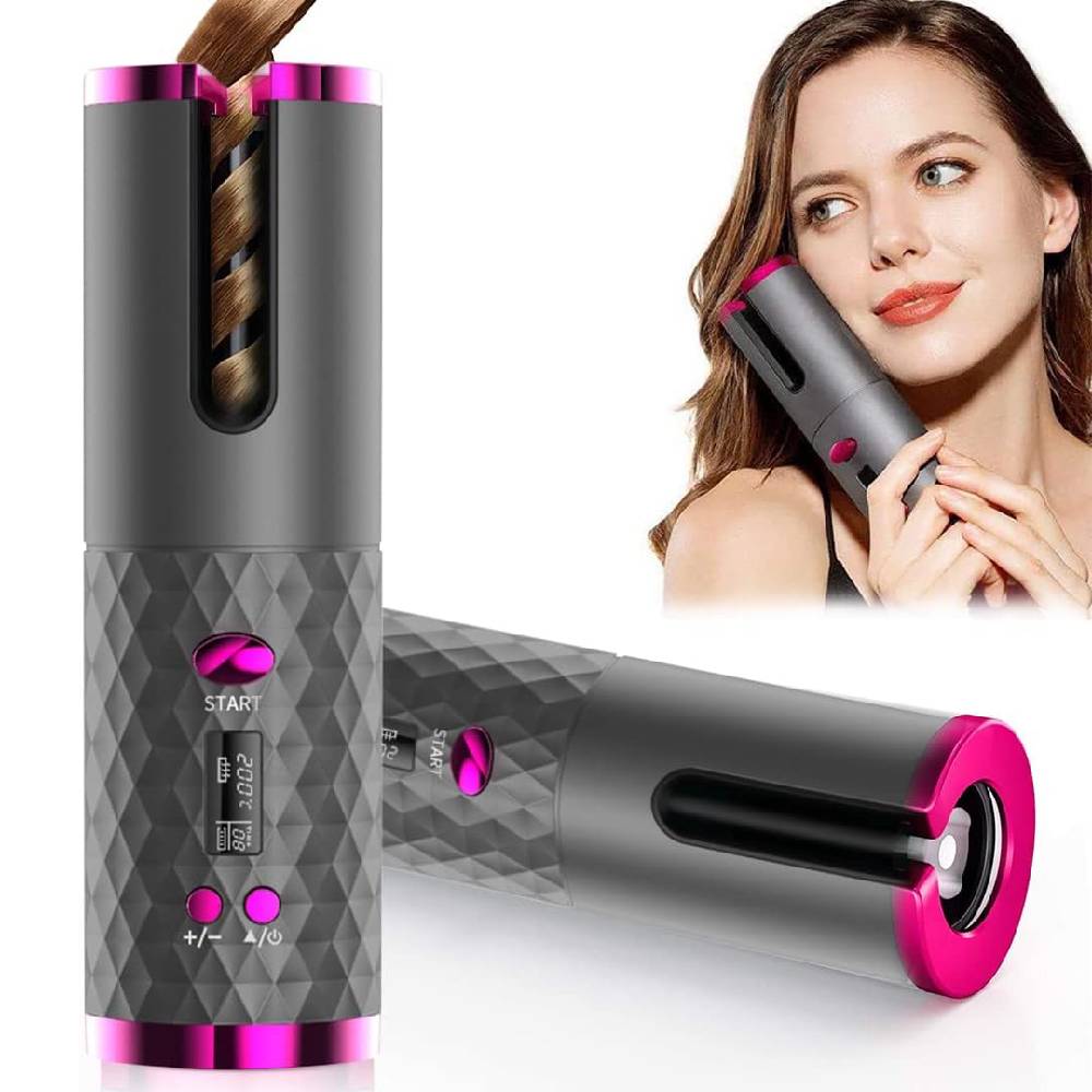 Kabelloser Lockenstab mit automatischer Rotation für Damen – Tourmalin-Keramik Haarstyler