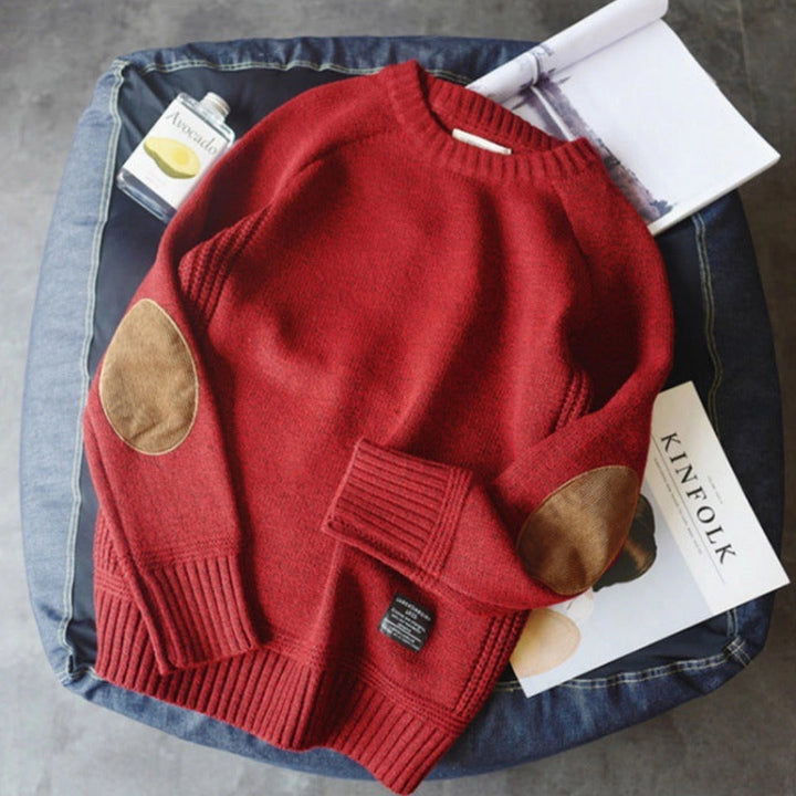 Damen Strickpullover Mit Wildleder Ellenbogenpatches