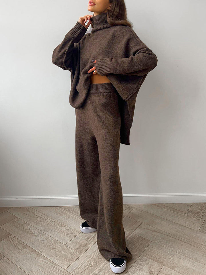 Damen Strickset Mit Rollkragen Und Weiter Passform