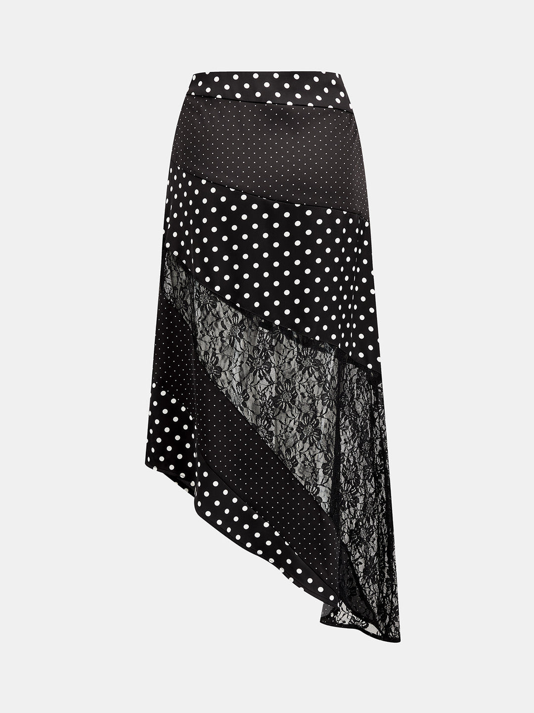 Midirock mit Spitzenbesatz und unregelmäßigem Saum im Detail