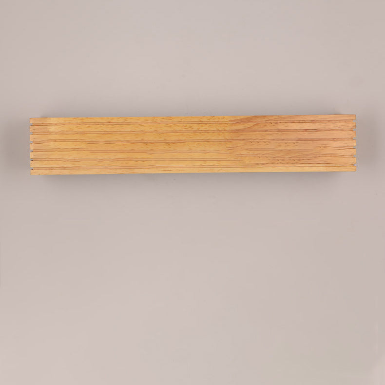 Rechteckige LED Wandleuchte aus Holz und Acryl im minimalistischen Design