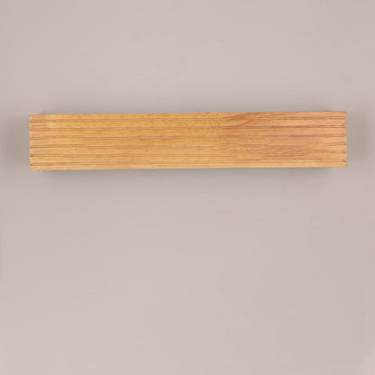 Rechteckige LED Wandleuchte aus Holz und Acryl im minimalistischen Design