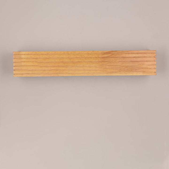 Rechteckige LED Wandleuchte aus Holz und Acryl im minimalistischen Design
