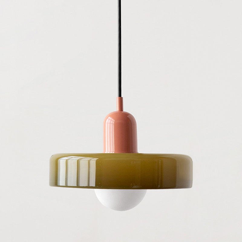 LED Pendelleuchte mit farbigen Glasschirmen für Wohnzimmer und Esszimmer