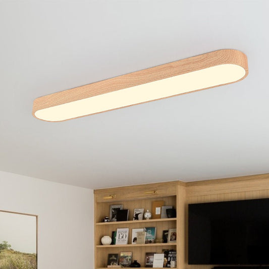 LED Deckenleuchte – Ovale Lampe mit Holzmaserung & warmweiß/kaltweiß Licht