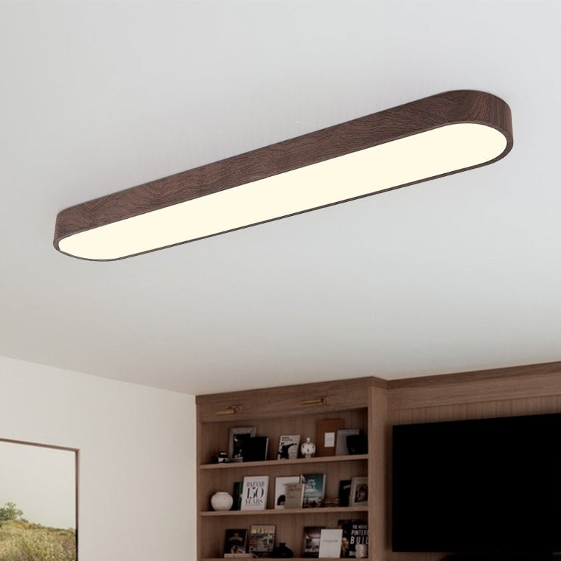 LED Deckenleuchte – Ovale Lampe mit Holzmaserung & warmweiß/kaltweiß Licht