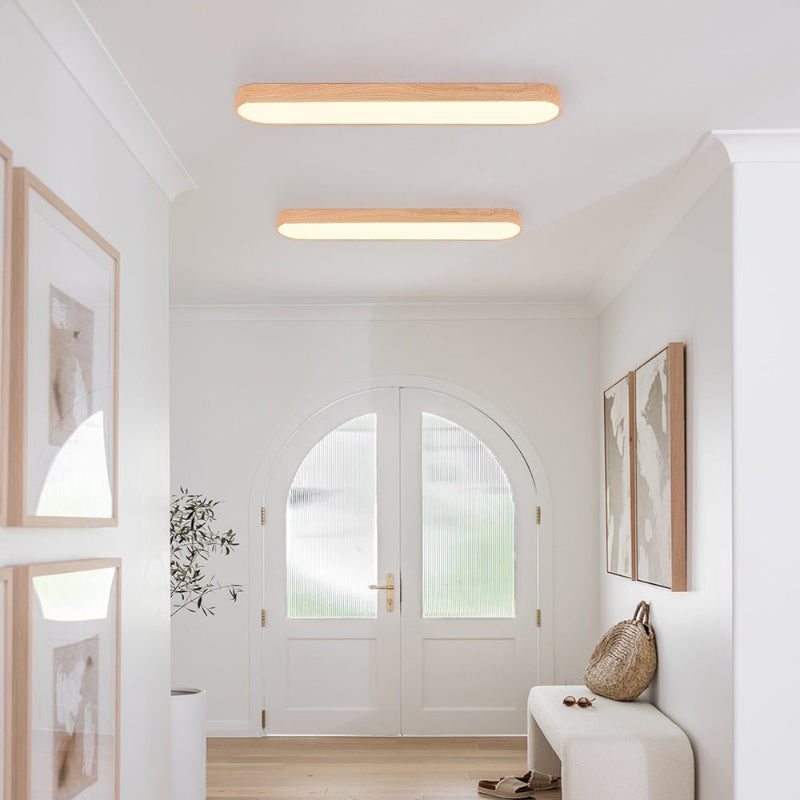 LED Deckenleuchte – Ovale Lampe mit Holzmaserung & warmweiß/kaltweiß Licht